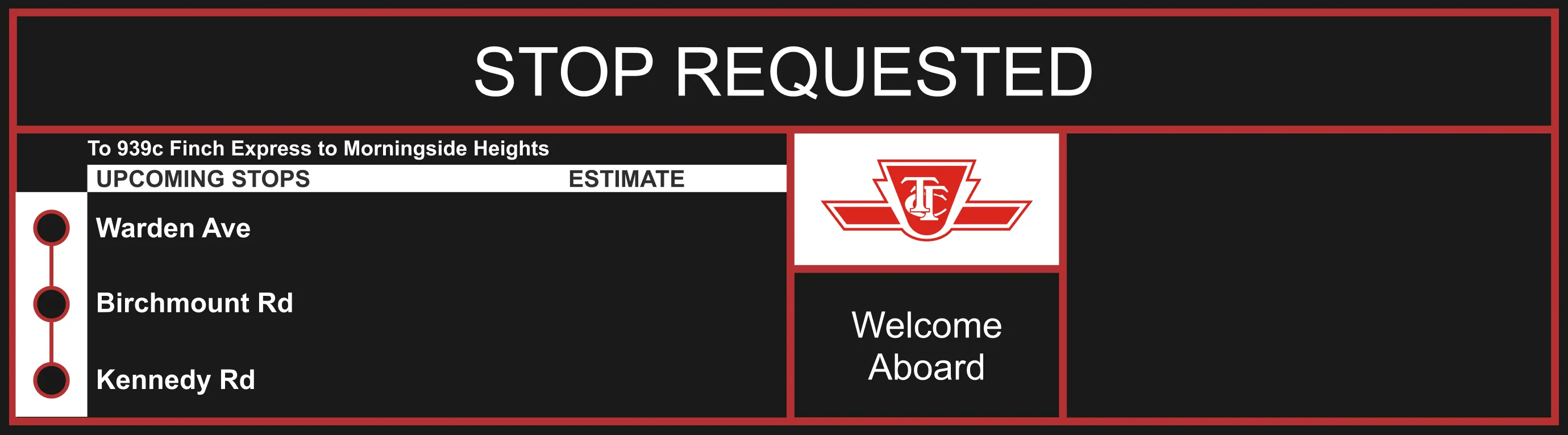 The current TTC Bus Passenger Info display